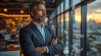 Fototapeta premium successful business man standing in big city