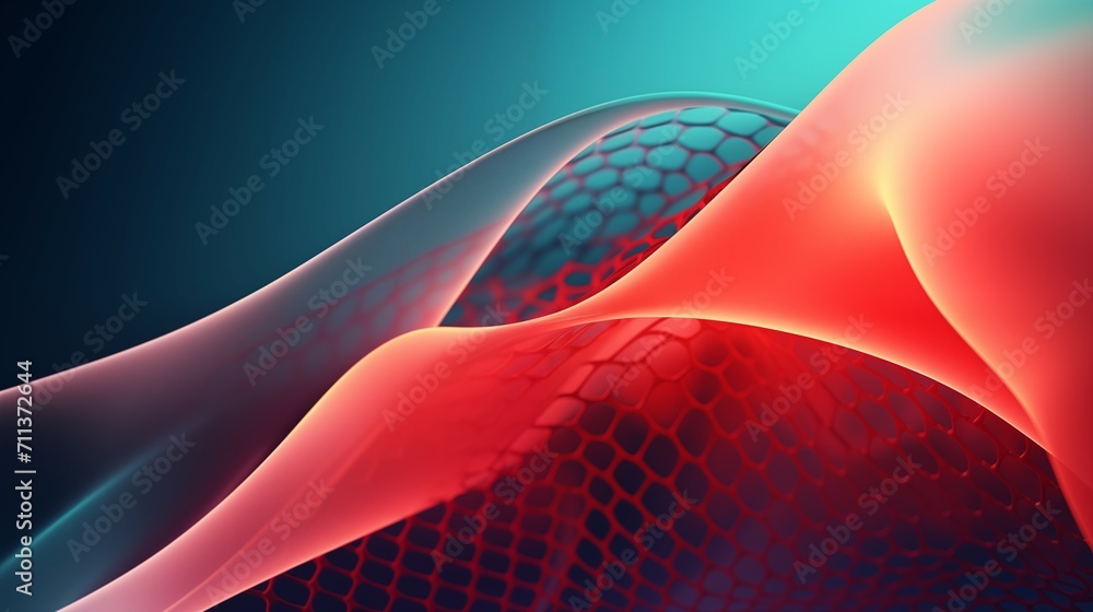 Poster the abstract wallpaper background with a glowing colorful halftone wave.