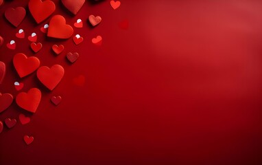 Valentine's day background with red hearts on a red background