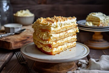 delicious Napoleon cake with butter cream