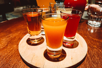 Set of various alcoholic drinks on the table