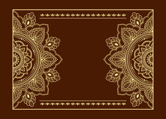 Frame in eastern tradition. Stylized with henna tattoos decorative pattern for decorating covers for book, notebook, casket, magazine, postcard and folder. Flower border in mehndi style.