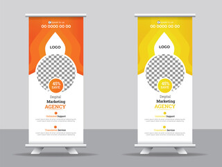 Marketing agency rollup banner  design templates ,     modern roll up banner, vector corporate roll up modern banner design
