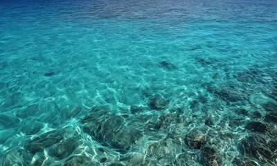 Fototapeta na wymiar Crystal Clear Turquoise Water over Sea Rocks