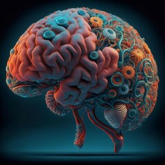 Colorful fantastical depiction of the brain