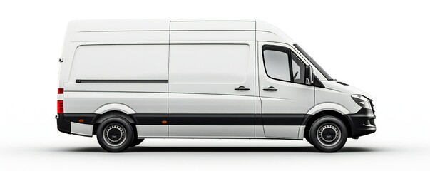 White van mockup on white background Generative Ai
