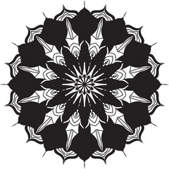  Circular flower mandala pattern for Henna, Mehndi, and Decoration. Decorative ornament in ethnic oriental style. Outline doodle hand draw vector illustration