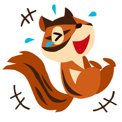 手描きのかわいいシマリスキャラクター27　(爆笑ポーズ)