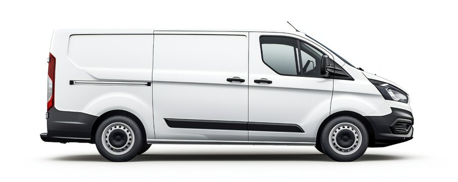 White Van Mockup On White Background Generative Ai