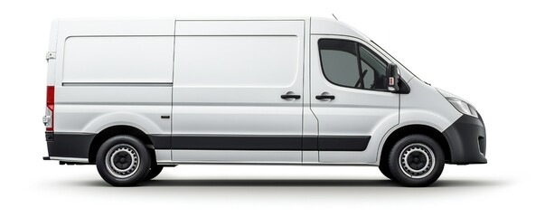 Naklejka premium White van mockup on white background Generative Ai