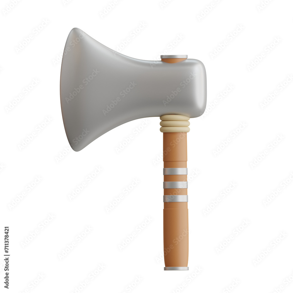 Aufkleber 3d axe model versatile tool for woodworking and more. 3d illustration, 3d element, 3d rendering. 3d 