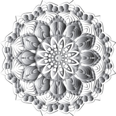 Circular flower mandala pattern for Henna, Mehndi, and Decoration. Decorative ornament in ethnic oriental style. Outline doodle hand draw vector illustration