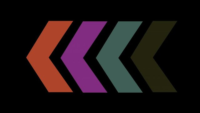 Different and multi  color 3d arrows sign on the black background and pointing to the left icon. Simple icon for websites, web design, mobile app, info graphics . Vector illustration.