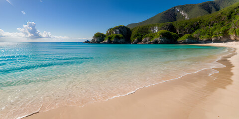 Fototapeta premium エメラルドグリーンの海と砂浜