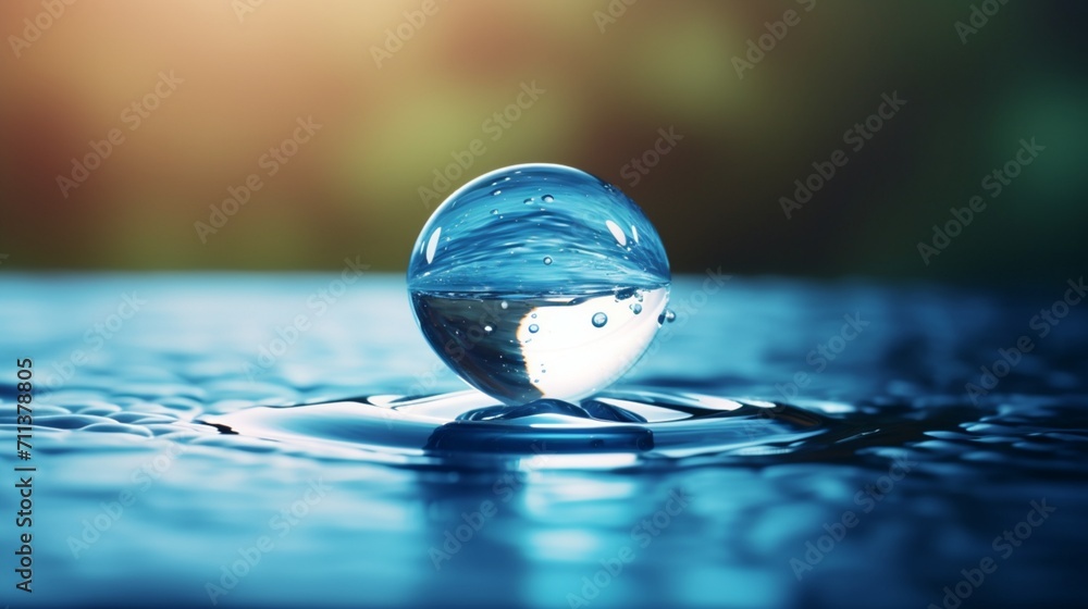 Poster a water drop with blurred background - generative ai
