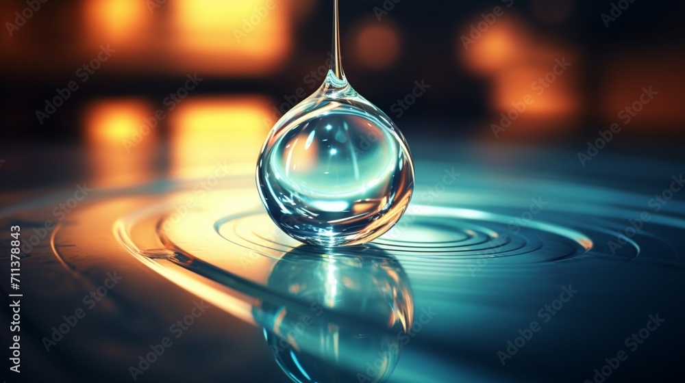 Poster a water drop with blurred background - generative ai