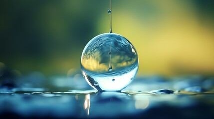 A water drop with blurred background - Generative AI