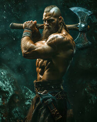Fototapeta na wymiar Viking Warrior in Authentic Attire