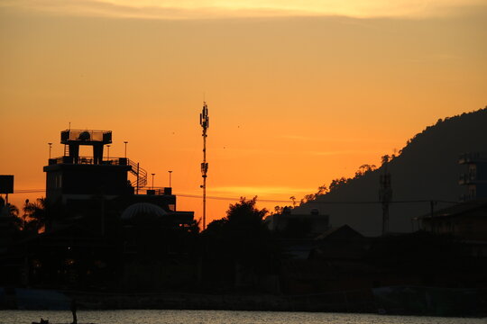 sunset over the city