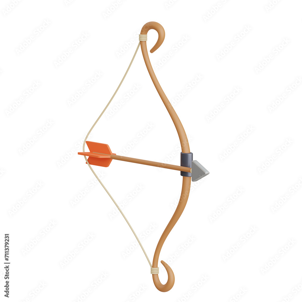 Aufkleber 3d bow and arrow model precision and accuracy. 3d illustration, 3d element, 3d rendering. 3d visuali