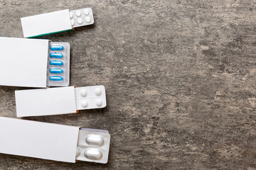 Blank White Product Package Box Mock-up. Open blank medicine drug box with blister top view