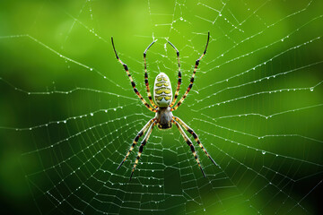 spider web with dew drops. Generative Ai