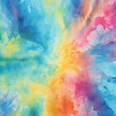 Fototapeta na wymiar Explosive Watercolor Fusion in Rainbow Hues 
