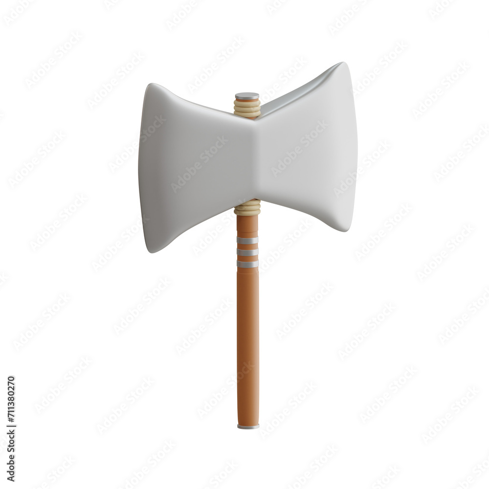 Aufkleber 3d axe model myths surrounding the mighty weapon. 3d illustration, 3d element, 3d rendering. 3d visu