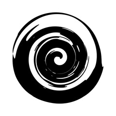 Whimsical spiral symbol hand painted with ink watercolor brush. Png clipart isolated on transparent background