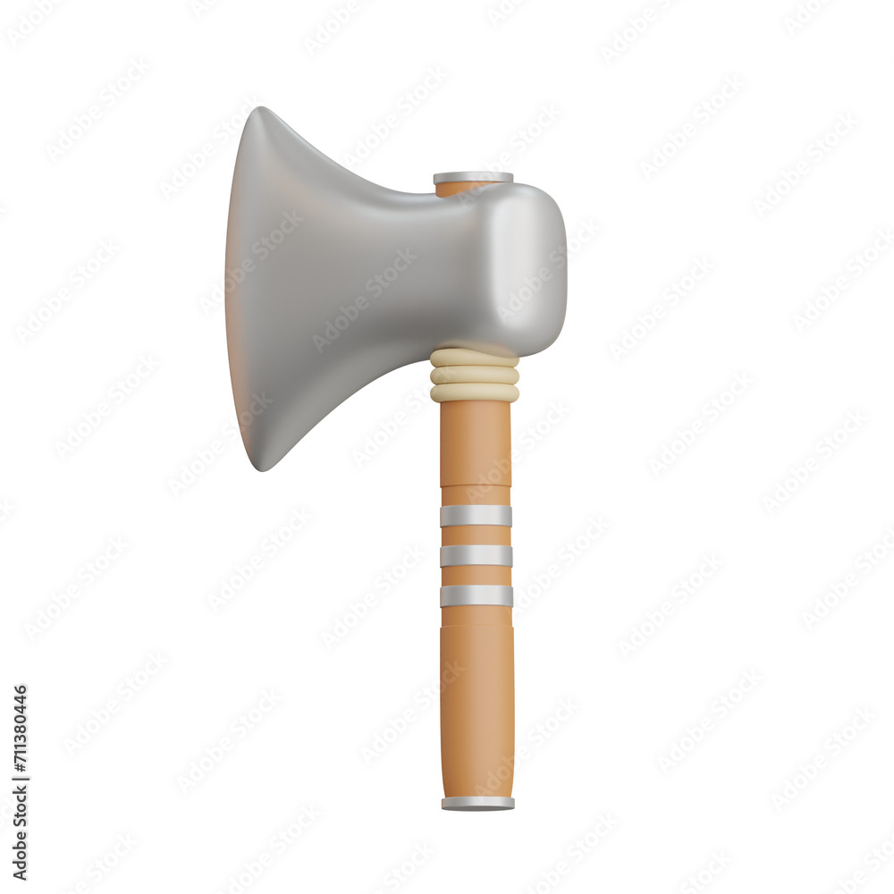 Aufkleber 3d axe model versatile tool for woodworking and more. 3d illustration, 3d element, 3d rendering. 3d 