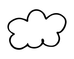 Cloud hand painted with brush. Doodle cloud icon. Png clipart isolated on transparent background