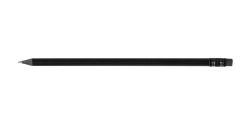 One black graphite pencil with an eraser, isolated on a transparent background, png. Business or education minimal concept