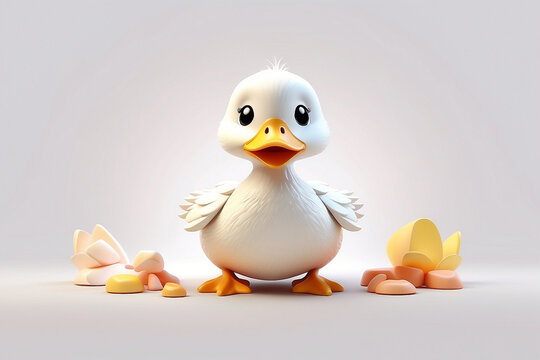 3d cute animal duck render
