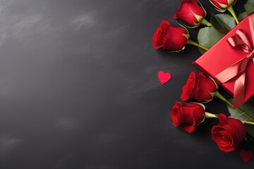 gift roses, copy space, Valentine's day and love concept