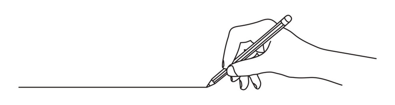 hand writing with pencil, black line art clip art preview