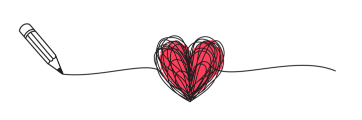 Heart hand drawn tangled grungy scribble png