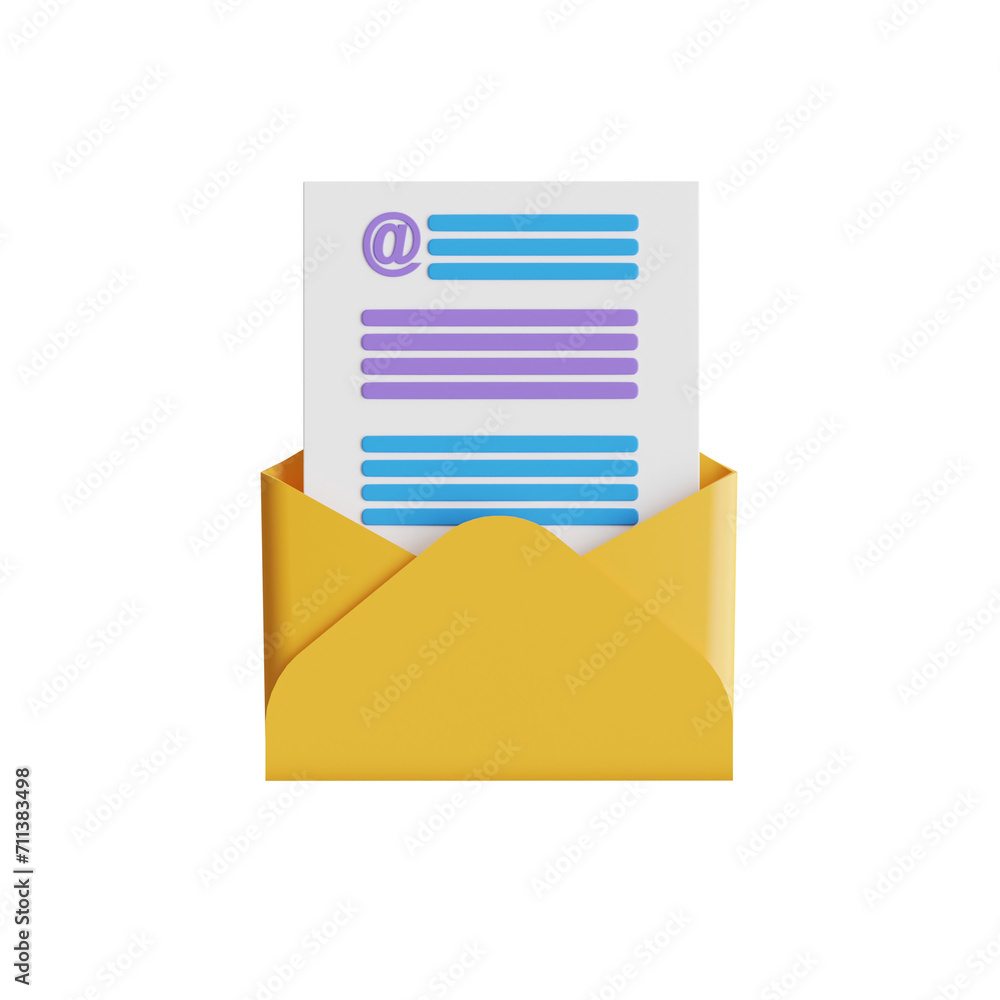 Poster 3d email model changing trends in digital communication. 3d illustration, 3d element, 3d rendering. 