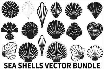 New Selling Sea shell silhouette bundle vector.