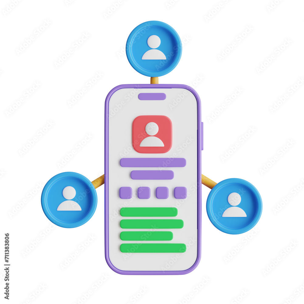 Poster 3d social network model building connections and community. 3d illustration, 3d element, 3d renderin