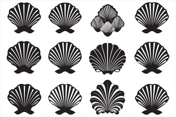 New Selling Sea shell silhouette bundle vector.