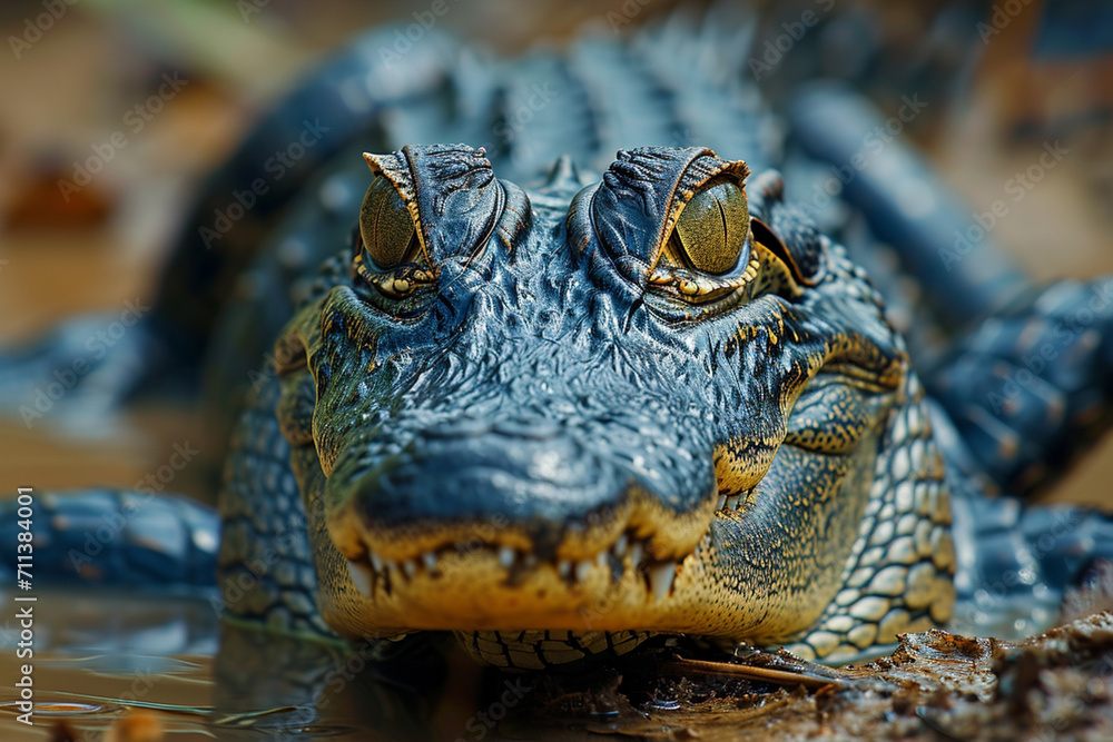 Aufkleber a detailed view showing the variance in scale size across different parts of the crocodileващs body,