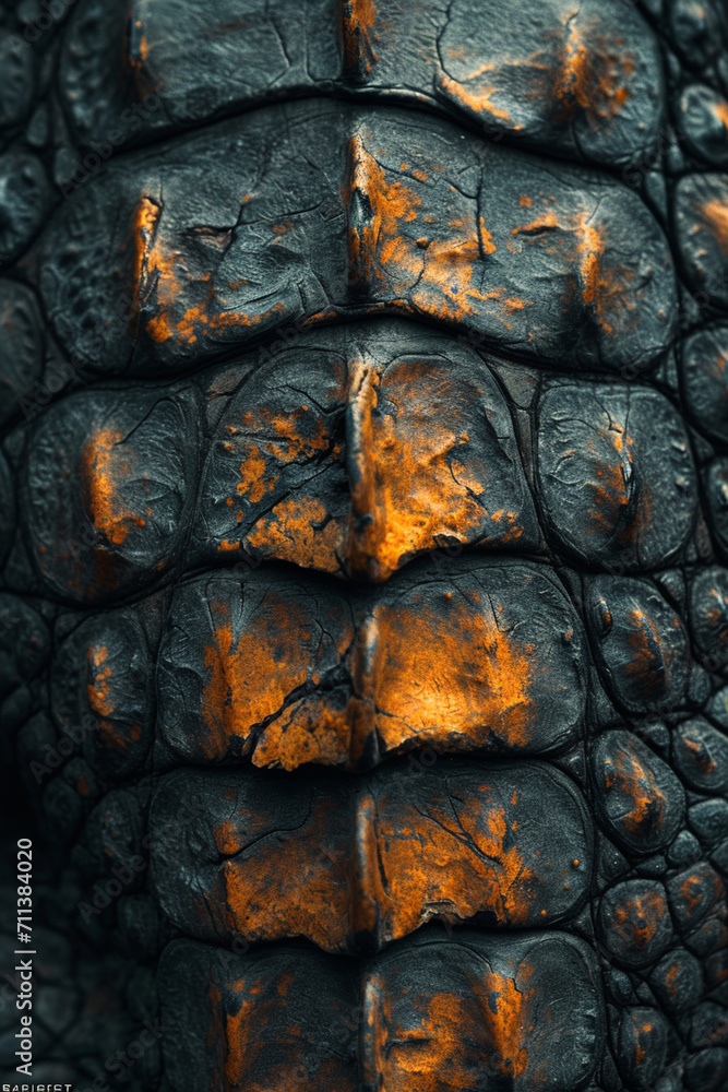 Poster a macro shot focusing on the edge of a crocodile scale, with an emphasis on the sharpness and depth 