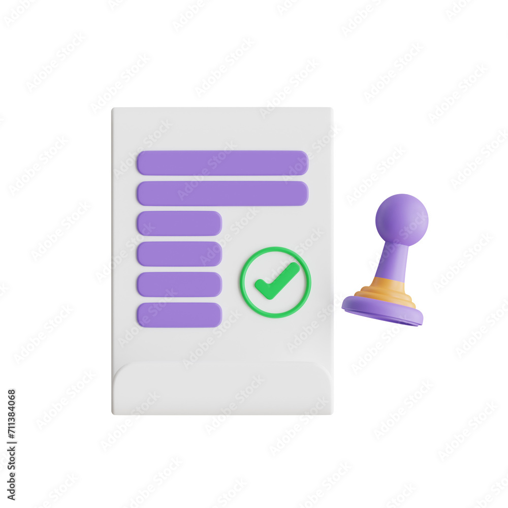 Poster 3d stamp model preserving the quality and value. 3d illustration, 3d element, 3d rendering. 3d visua