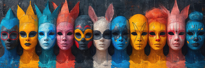 Obraz premium Collage aus bunten Masken