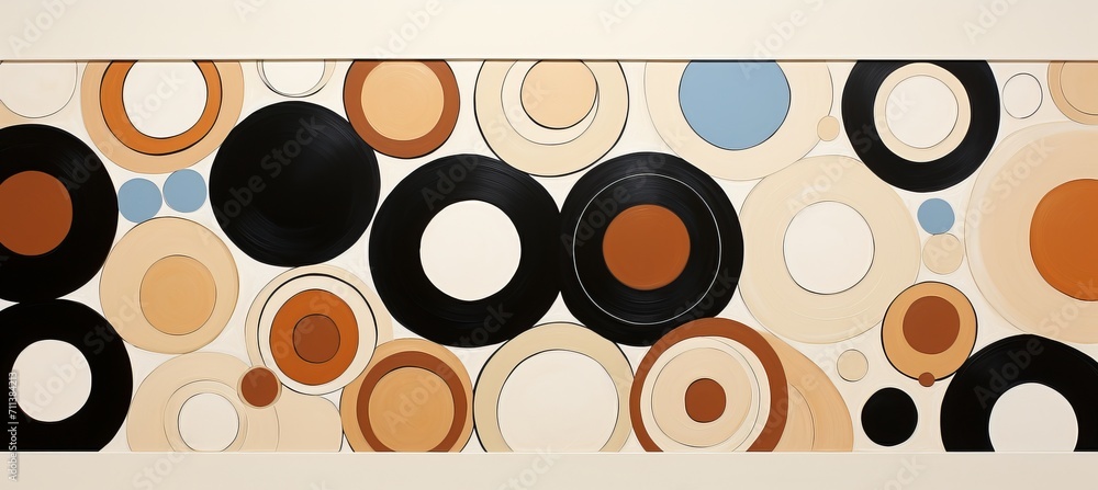 Aufkleber abstract retro background with circular forms and perforations in vintage style design