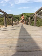 Obraz premium wooden bridge over the river