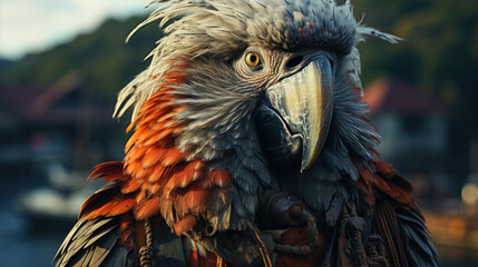 Fototapeta premium Adventures of the Pirates and his pet parrot