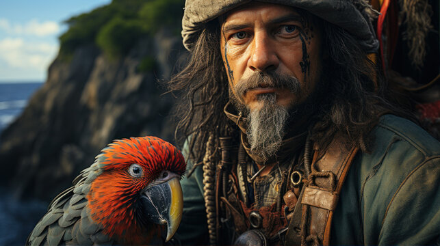 Adventures of the Pirates and his pet parrot
