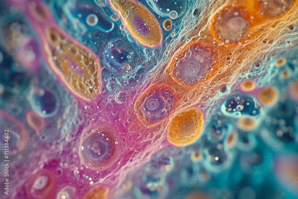 Poster toxoplasma gondii tachyzoites in a tissue sample, using differential interference contrast microscop