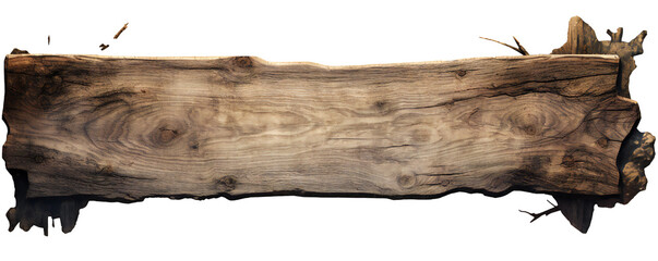 Empty rotten wood banner sign on transparent background Generative Ai